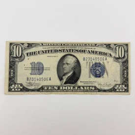 1934-C $10 Silver Certificate Blue Seal Note - Serial B23140506A New York B