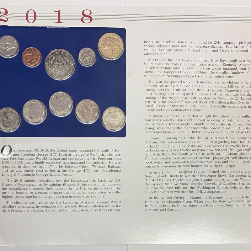 2018 P Denver Uncirculated Mint Set Postal Commemorative Society Coin & Stamps