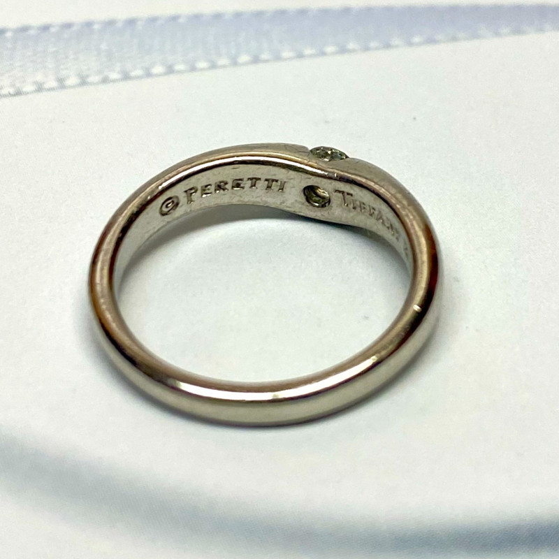 Tiffany & Co Platinum Elsa Peretti Curved 0.18ct Diamond Ring Band Sz 6.5 Tiffany & Co Platinum Elsa Peretti Curved 0.18ct Diamond Ring Band Sz 6.5