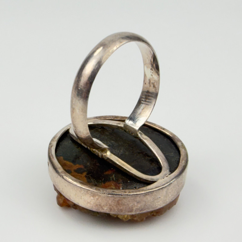 Vintage 925 Sterling Silver Pure citrine round stone Ring