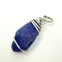 Freeform Blue Sea Glass  Pendant Wrapped With Wire