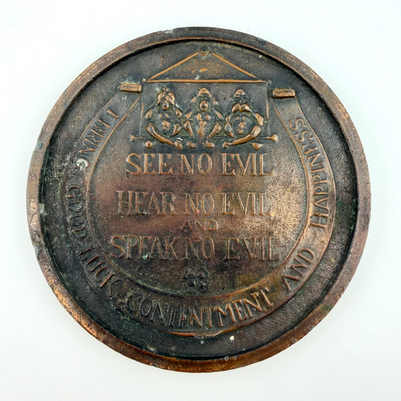Large 2,9" Souvenir Penny of DETROIT - Three Monkey No Evil Reverse, Early 1900s