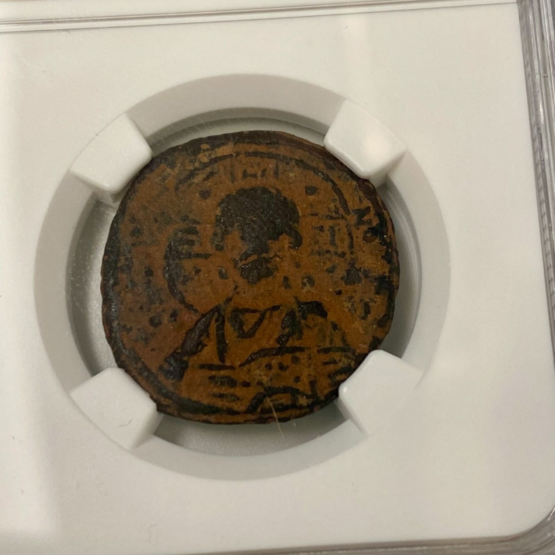 CHRIST BUST/Cross-Inscr. Byzantine Empire 1028-1042 Class B AE Follis NGC CHRIST BUST/Cross-Inscr. Byzantine Empire 1028-1042 Class B AE Follis NGC