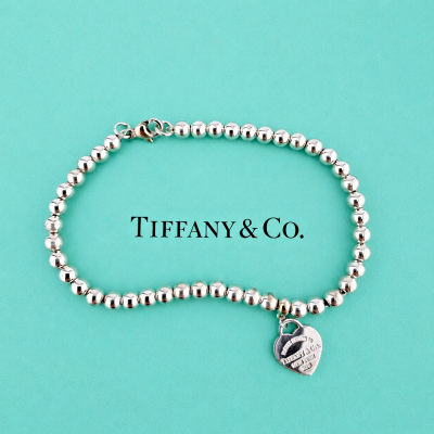 Tiffany & Co. Sterling Silver Return to Tiffany Heart Tag Bead Bracelet 6.75