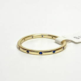 Shashi Gold Tone Blue Stone Thin Ring Size 8