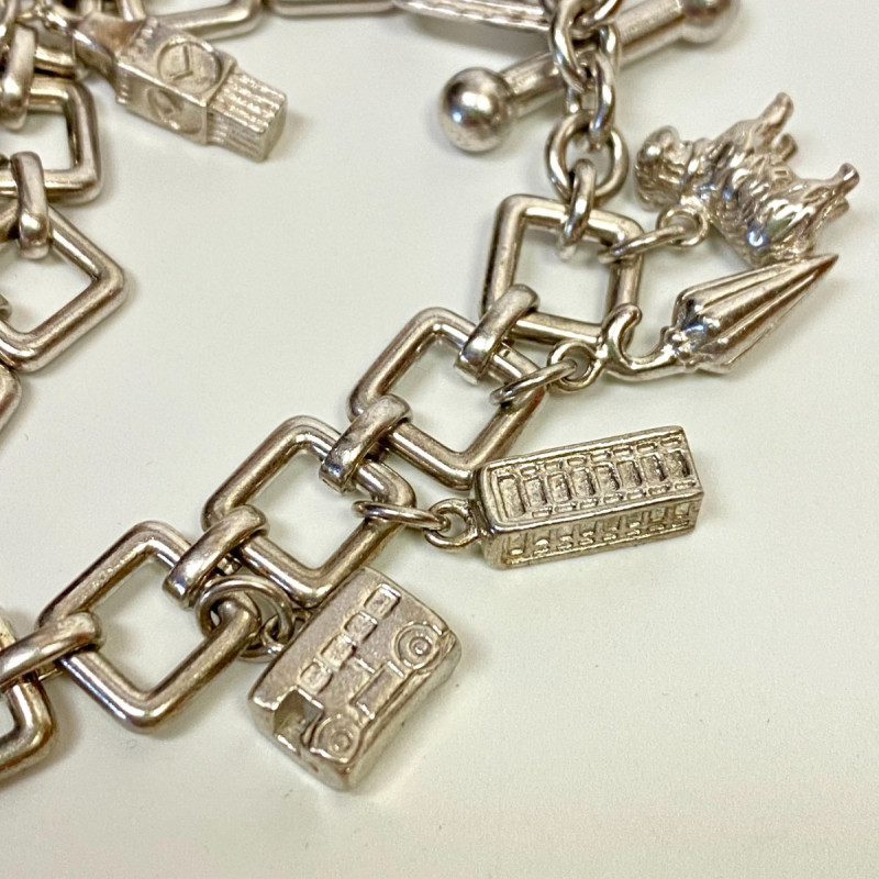 Burberry BU5200 Sterling Silver 10 Charms Dangle Bracelet Watch 7.5 in Burberry BU5200 Sterling Silver 10 Charms Dangle Bracelet Watch 7.5 in