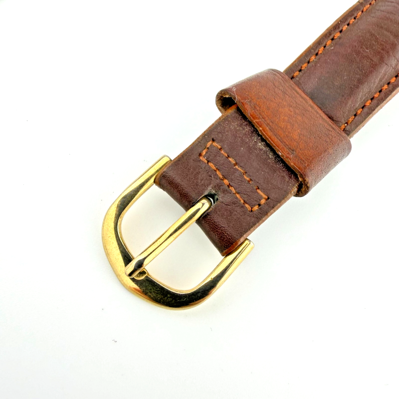 Longines Swiss Ladies Wrist Watch 17 Jewels 10K Gold Brown Leather