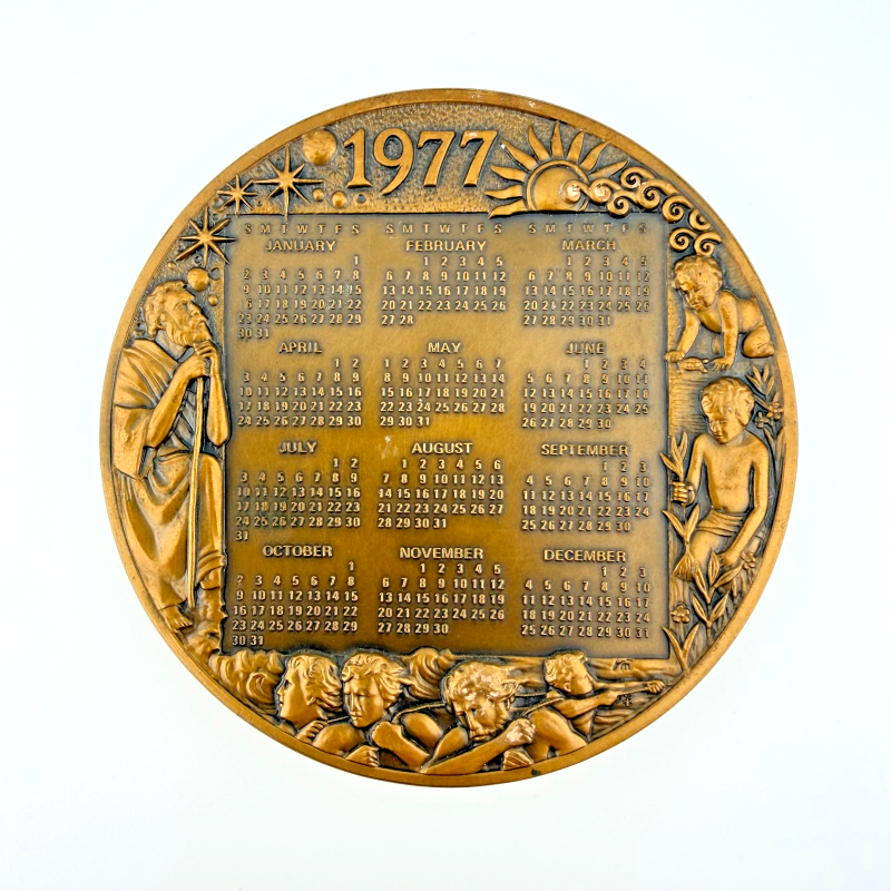 1977 Franklin Mint bronze 3” Art medal /Calendar by Donald Everhart II