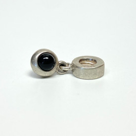PANDORA ONYX CABOCHON DANGLE CHARM PENDANT RETIRED 790537O POUCH