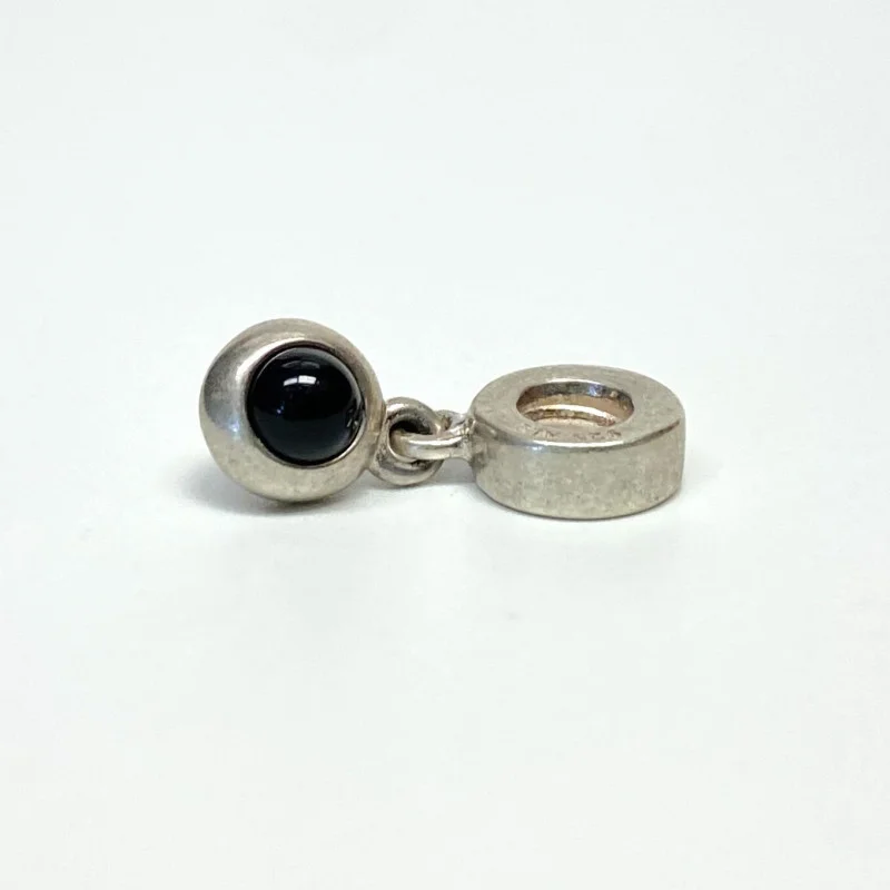 PANDORA ONYX CABOCHON DANGLE CHARM PENDANT RETIRED 790537O POUCH