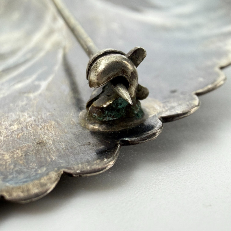 Large Sterling Silver Native American Turquoise Feather Brooch Pin Signed AP