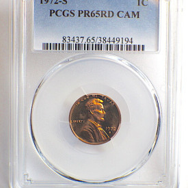 1972 S PCGS PR 65 RD CAM LINCOLN MEMORIAL PENNY 1C 