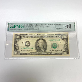 Fr 2171-D 1985 $100 FRN Cleveland Pinholes PMG 40 Fr 2171-D 1985 $100 FRN Cleveland Pinholes PMG 40