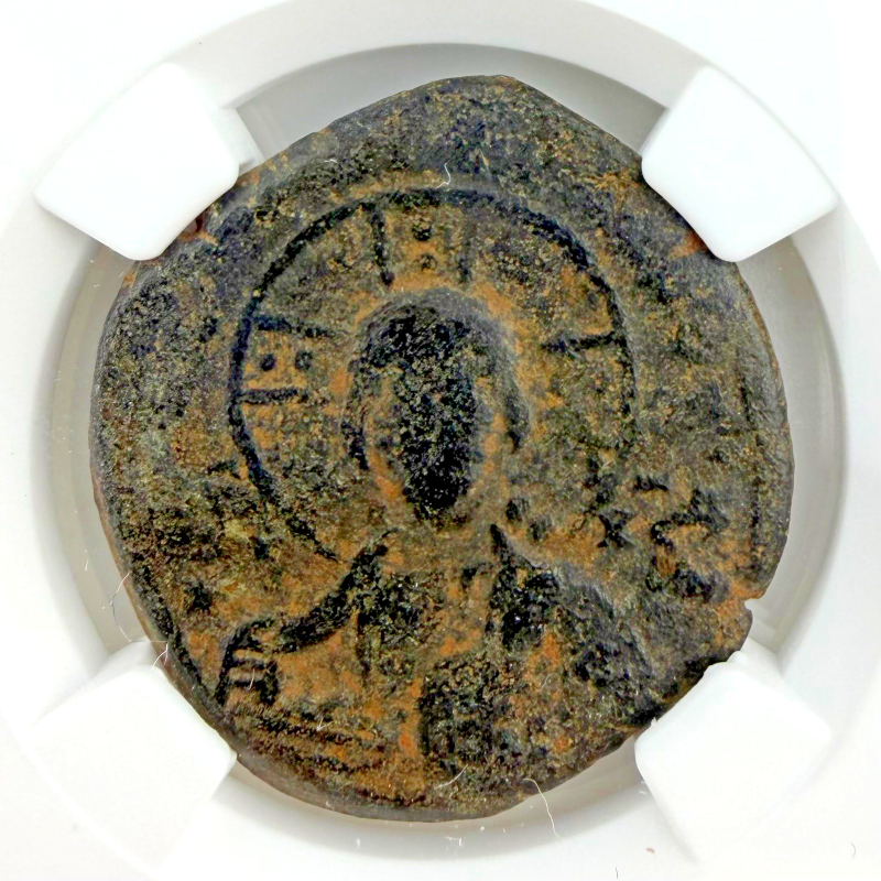BYZANTINE EMPIRE Anonymous Issue AE Follis c.AD 975-1035 (Class A2-3) - NGC Ch F