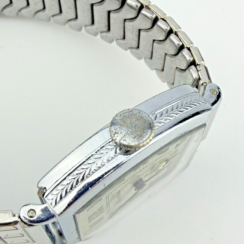 Vintage Bulova Tonneau Ladies Watch White Dial Arabic Numerals Speidel Bracelet
