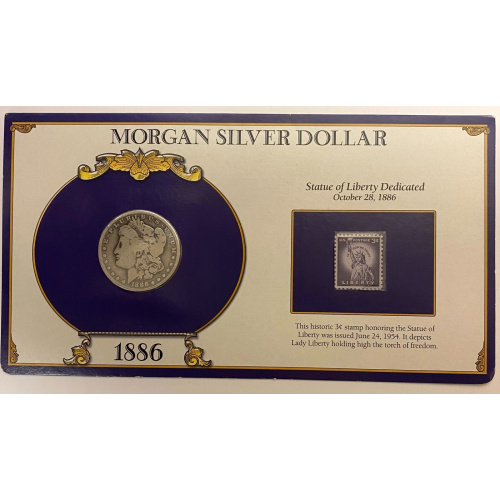 1864 Morgan Silver W/Stamp in Holder Cornerstone for Statue of Liberty