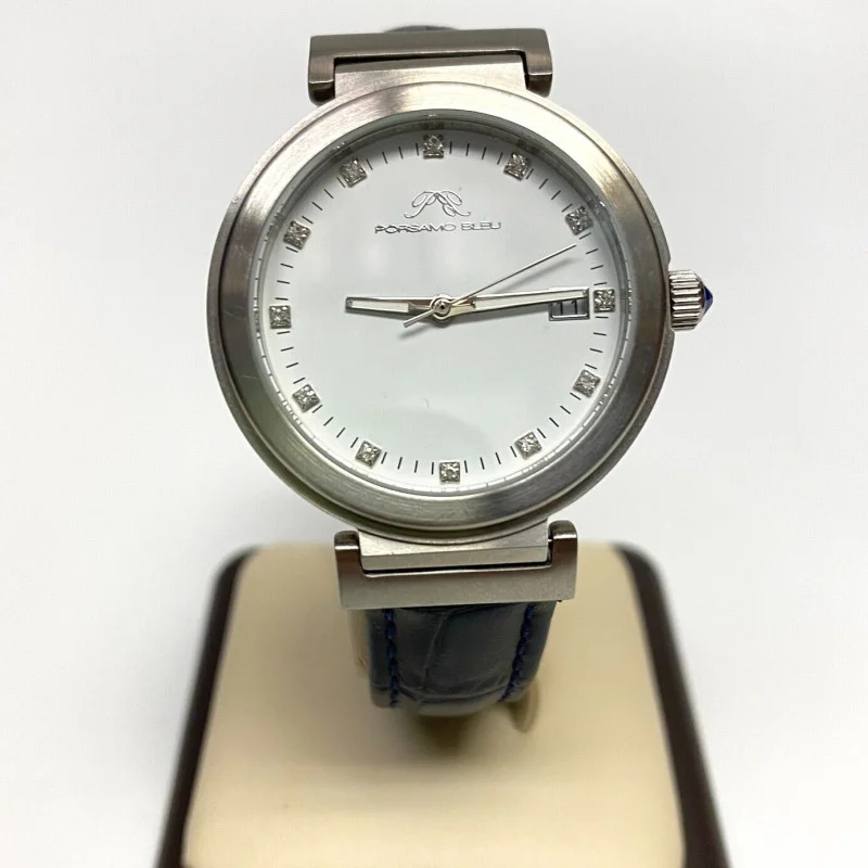 Porsamo Bleu Dahlia Leather Strap Watch, 34 mm