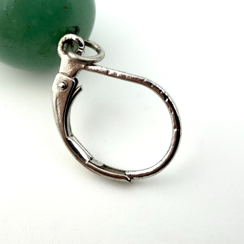 Genuine Natural Green Nephrite Jade Barrel Dangle Earrings