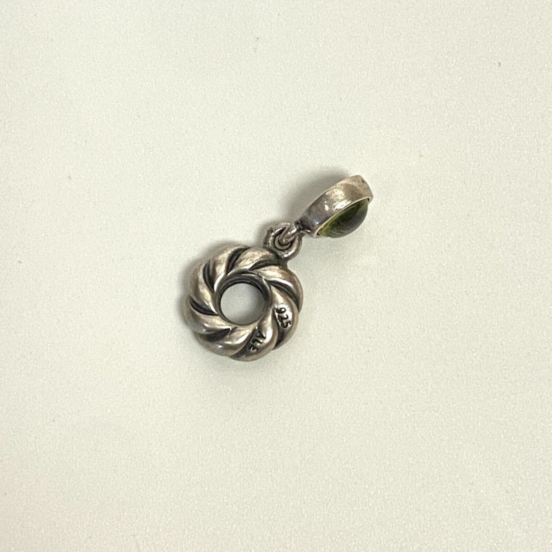 Authentic Pandora Silver and Lime Quartz Dangle Disc Charm 790435LQ Authentic Pandora Silver and Lime Quartz Dangle Disc Charm 790435LQ