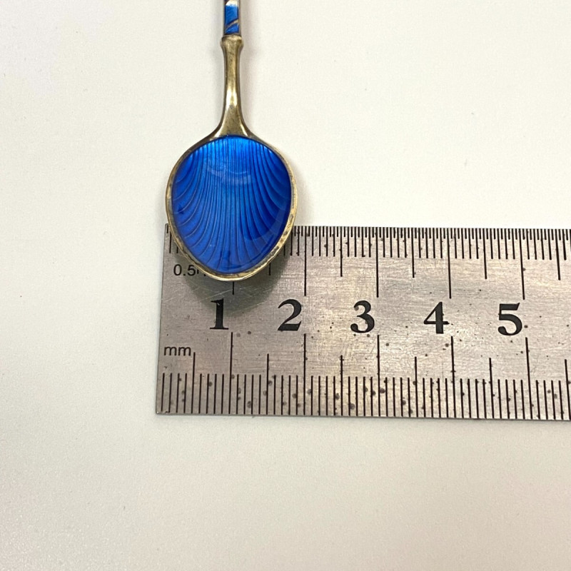 6 Demitasse Spoon Set Enamel Gilt Sterling Silver Ela Denmark