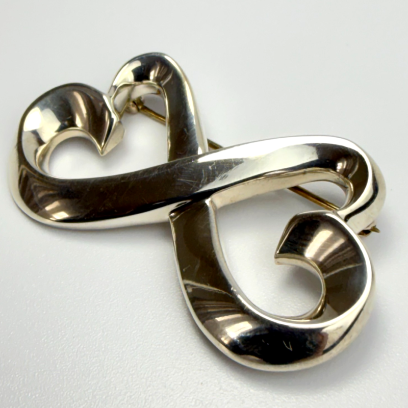 Tiffany & Co Sterling Paloma Picasso Loving Heart Infinity Brooch Pin