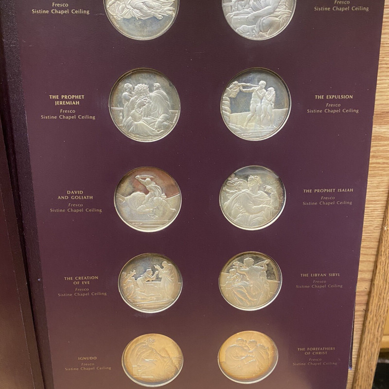 1970 Genius Of Michelangelo Sterling Silver 60 Fine Art Medals 72 OZ Collection