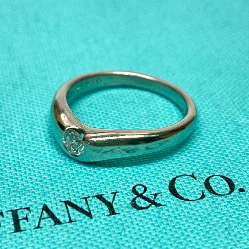 Tiffany & Co Platinum Elsa Peretti Curved 0.18ct Diamond Ring Band Sz 6.5 Tiffany & Co Platinum Elsa Peretti Curved 0.18ct Diamond Ring Band Sz 6.5
