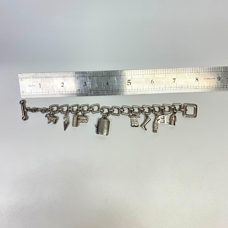 Burberry BU5200 Sterling Silver 10 Charms Dangle Bracelet Watch 7.5 in Burberry BU5200 Sterling Silver 10 Charms Dangle Bracelet Watch 7.5 in