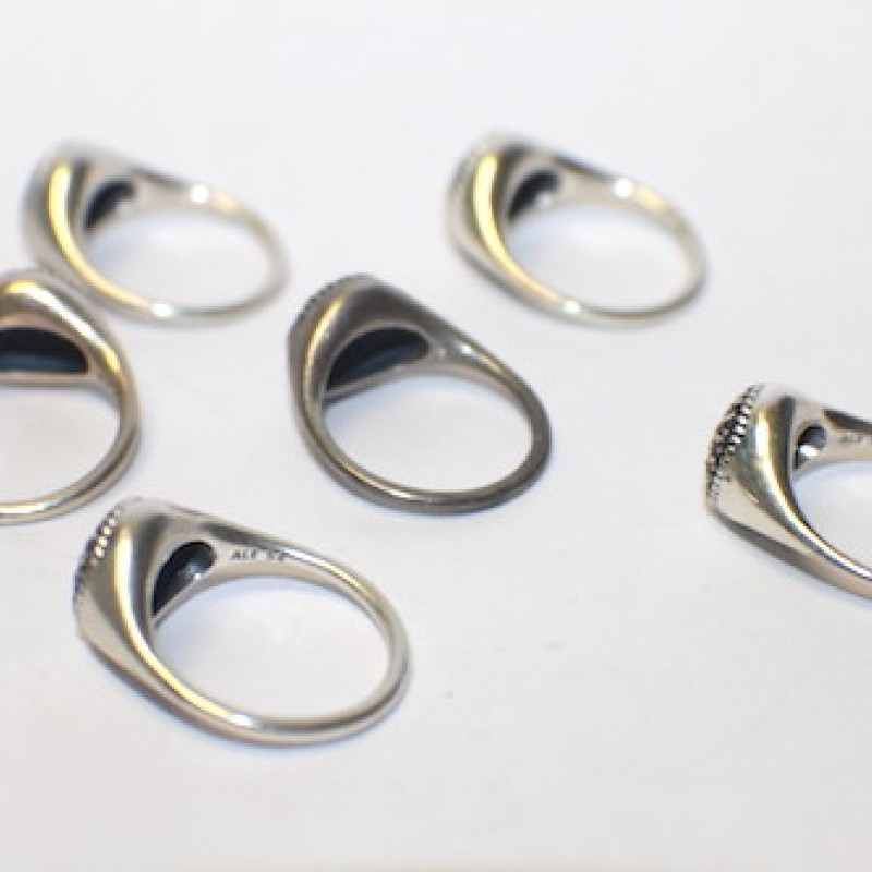 PANDORA Silver Large Pave Black Crystal Ring 190888NCK Size 54 / 7