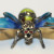 Antique 6 Legged Mosquito Designed w/Blue/GREEN Color Red Ruby Eye Brooch 925