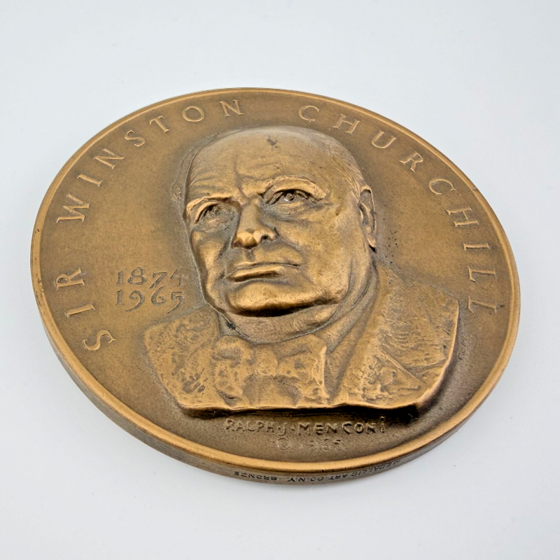 WINSTON CHURCHILL BRONZE MEDAL MEDALLION 2.75 BY MEDALLIC Co NY RALPH MENCONI