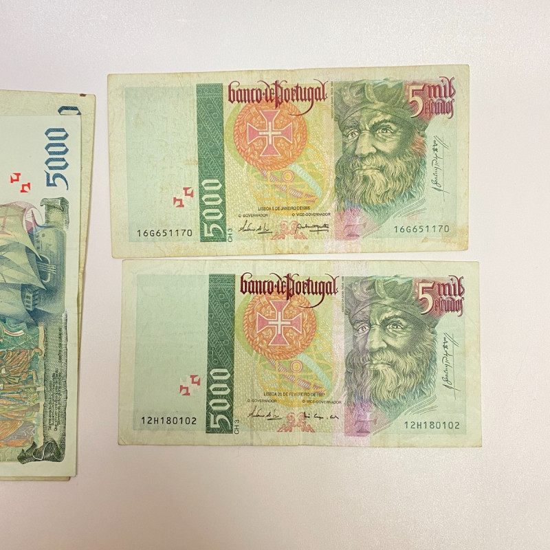 Portugal 5000 Escudos 1995x2, 1996, 1997, 1998 Bills Portugal 5000 Escudos 1995x2, 1996, 1997, 1998 Bills