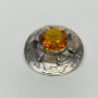 JF Silver Tone Faux Citrine Round Gemstone Circle Brooch
