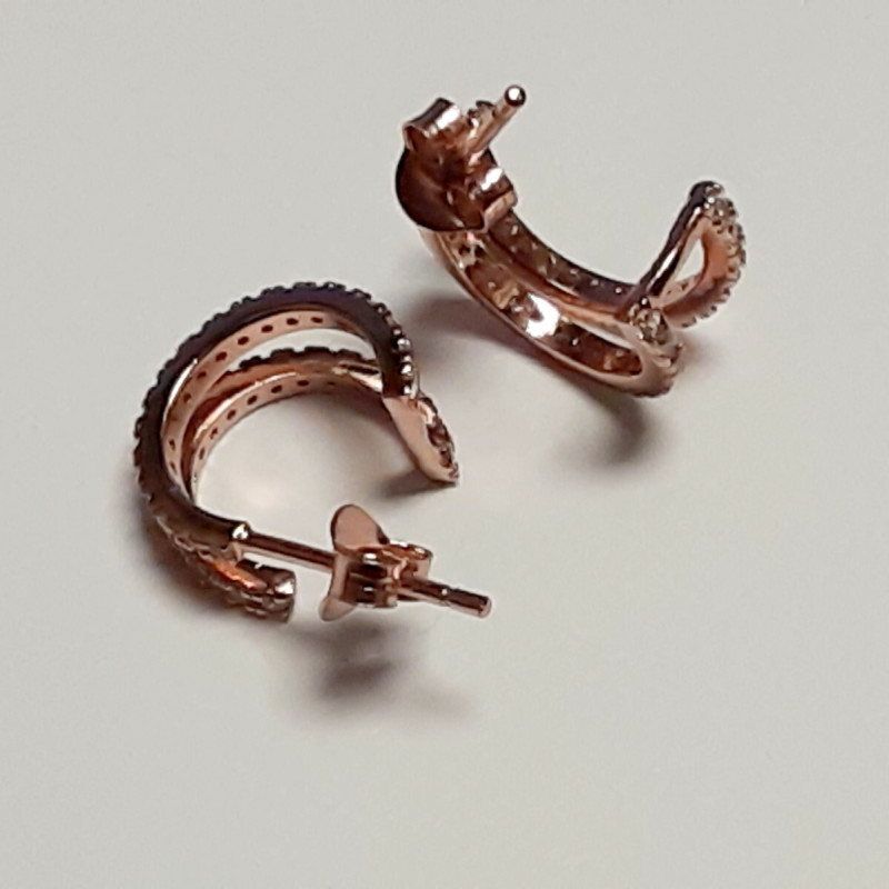 Shashi  Rose Gold Sterling Silver  Cz Designed  Curved Earrings