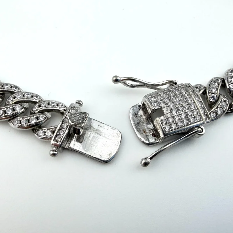 925 BSI Cuban Link Bracelet Fully CZ Encrusted – Miami Cuban Style  8.5''