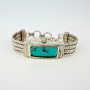 Vintage J. Jill Sterling Silver Turquoise Dial Chain Bracelet Watch Japan Quartz