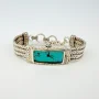 Vintage J. Jill Sterling Silver Turquoise Dial Chain Bracelet Watch Japan Quartz