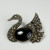 Vintage Sterling Silver Swan Brooch with black Onyx Belly and Marcasite detail