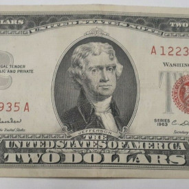$2  Red Seal 1963  United States Note Dollar Bill