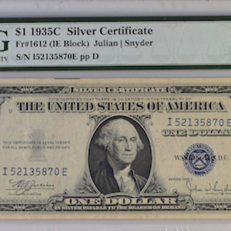 FR#1612 $1 1935 C SILVER CERTIFICATE ( IE BLOCK ) JULIAN /SNYDER 