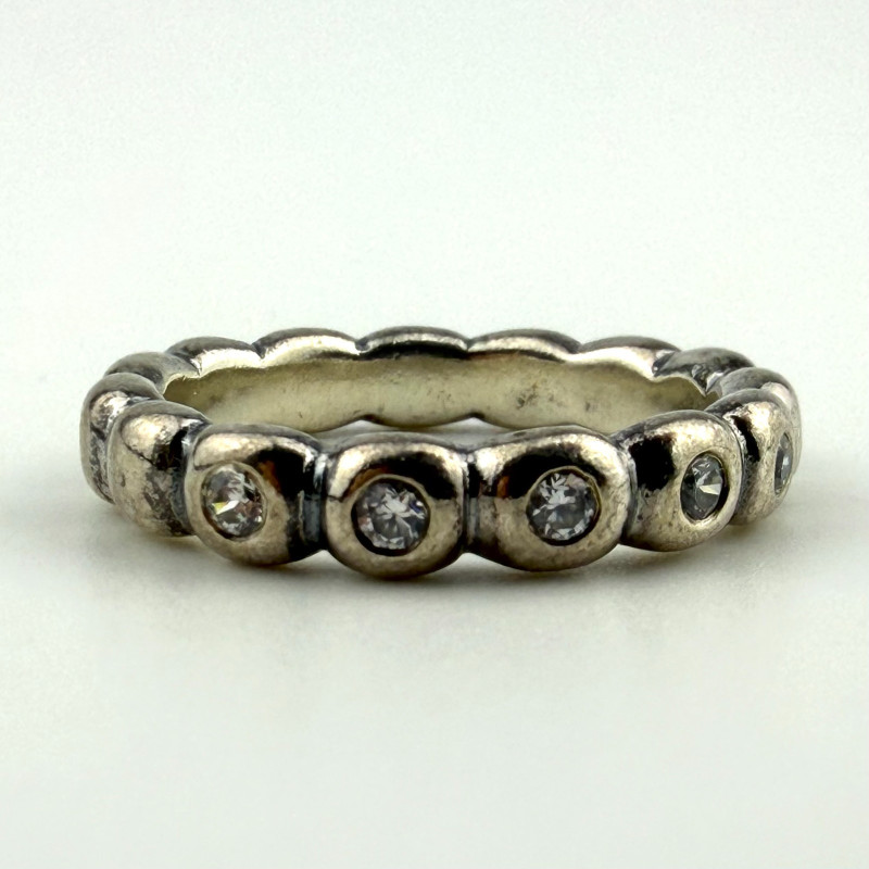 Pandora ALE Sterling Silver Hope CZ Stackable Band Ring Size 7.5