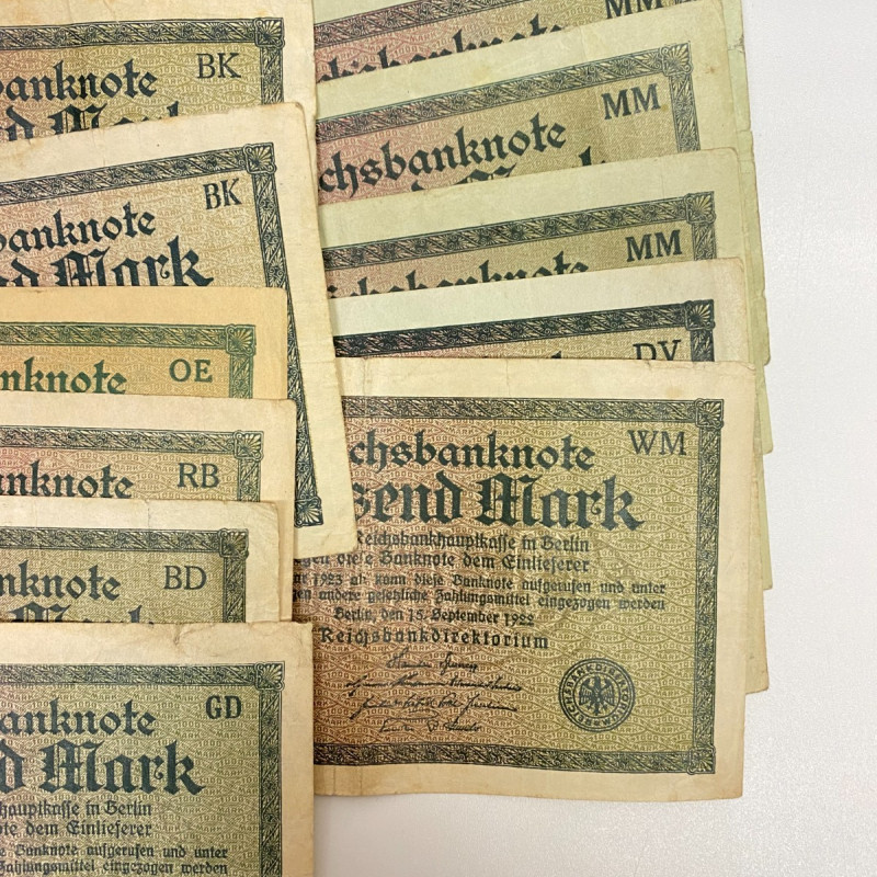 GERMANY REICHSBANKNOTE 11 pcs 1000 MARK 1922 GERMANY REICHSBANKNOTE 11 pcs 1000 MARK 1922