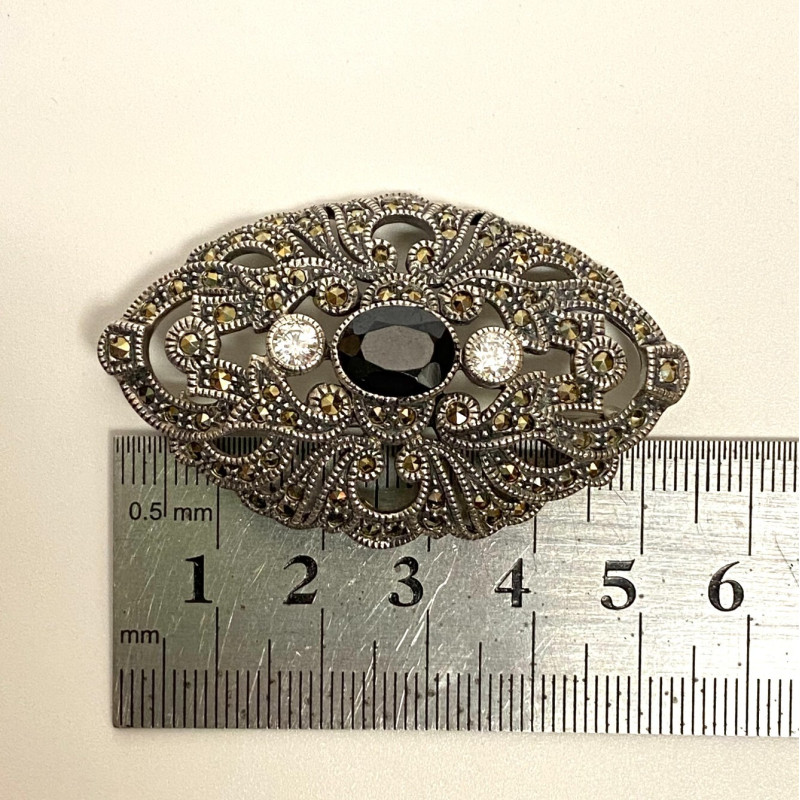 Judith Jack Stunning Sterling, Marcasite and CZ Brooch