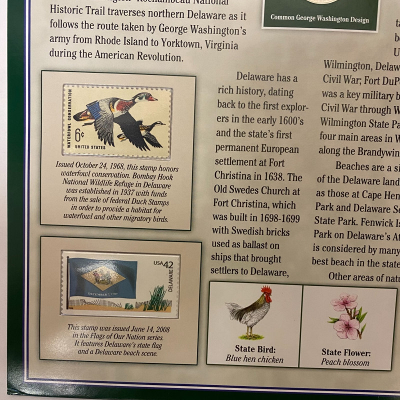 2015 P + D Delaware Bombay Hook Refuge Quarters + Stamps Placard w/Protector PCS