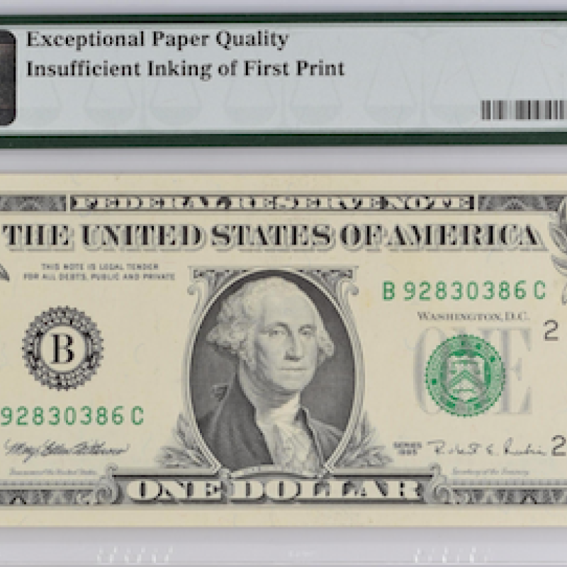 1995 PMG FR#1921-B ( BC BLOCK) INKING ERROR 1995 PMG FR#1921-B ( BC BLOCK) INKING ERROR