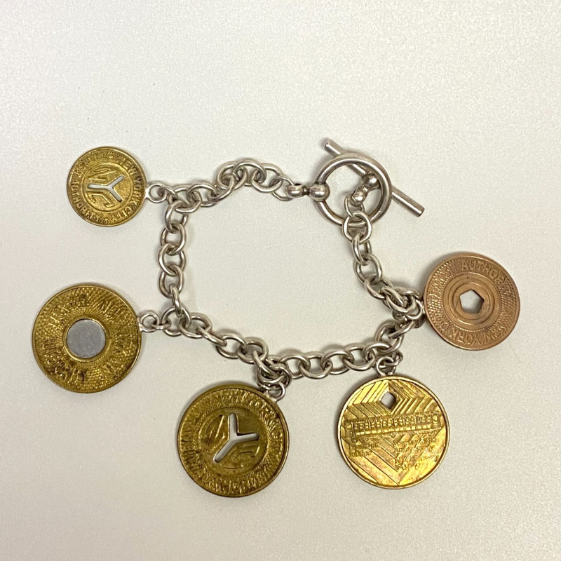 Vintage NYC Subway Token Charm Bracelet 925 Sterling Silver 7”- 31.3g Vintage NYC Subway Token Charm Bracelet 925 Sterling Silver 7”- 31.3g