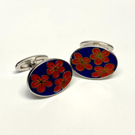 Sterling Silver Red Blue Enamel Cufflinks