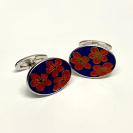 Sterling Silver Red Blue Enamel Cufflinks