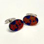 Sterling Silver Red Blue Enamel Cufflinks
