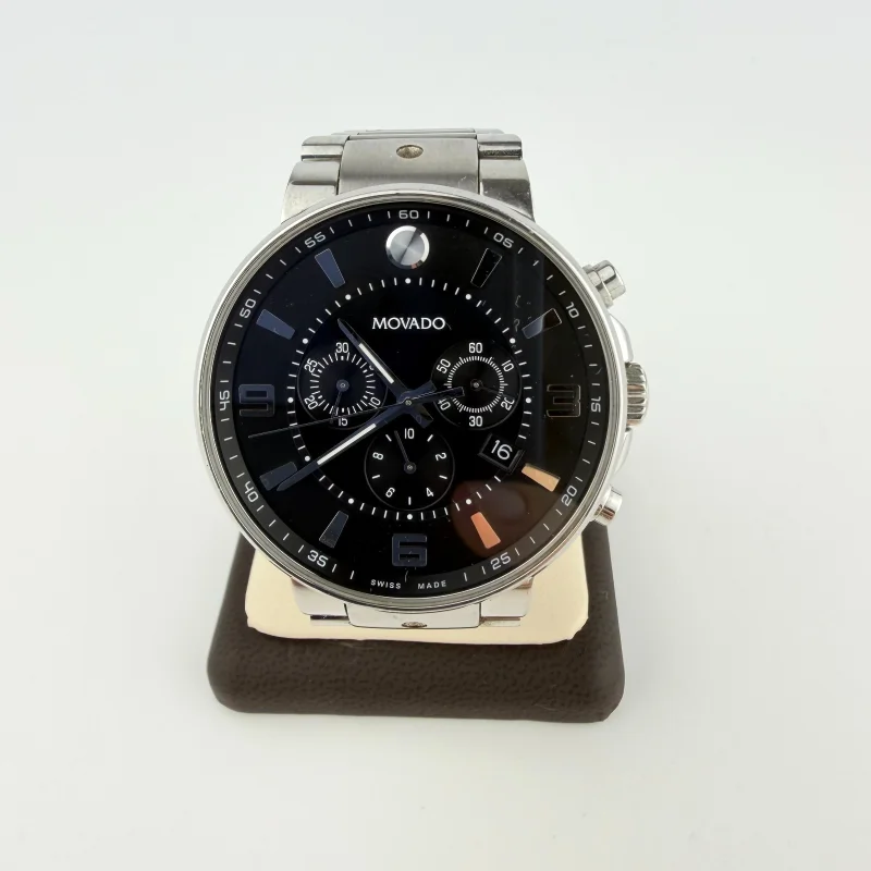 Movado SE Pilot Stainless Steel Chronograph Men's Watch Black Dial Model 0606759